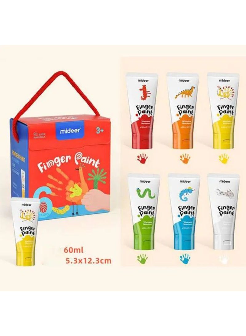MiDeer Finger Paint for Toddlers – 6 Washable, Non-Toxic Colors – Safe Sensory Paint for Kids Ages 3+ – Mess-Free, Easy-to-Clean Creamy Texture for Arts & Crafts, Color Exploration & Early Learning - Image 1