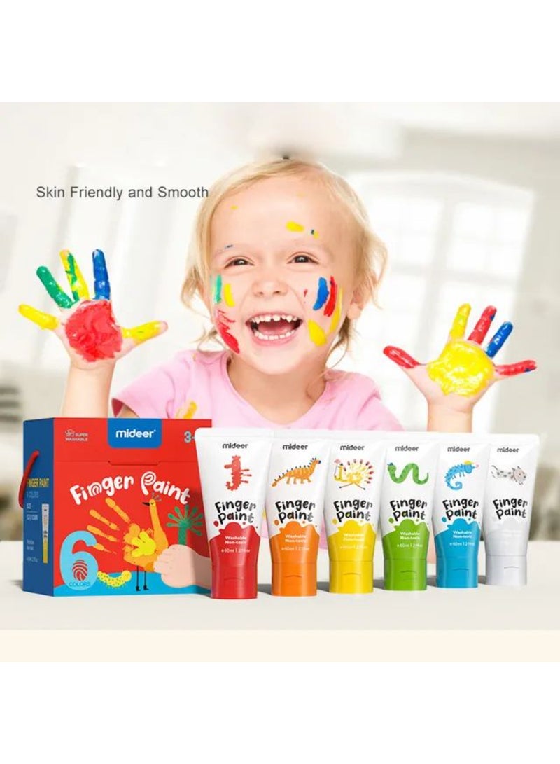 MiDeer Finger Paint for Toddlers – 6 Washable, Non-Toxic Colors – Safe Sensory Paint for Kids Ages 3+ – Mess-Free, Easy-to-Clean Creamy Texture for Arts & Crafts, Color Exploration & Early Learning - Image 5