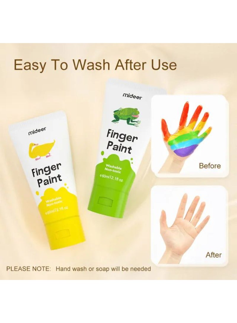 MiDeer Finger Paint for Toddlers – 6 Washable, Non-Toxic Colors – Safe Sensory Paint for Kids Ages 3+ – Mess-Free, Easy-to-Clean Creamy Texture for Arts & Crafts, Color Exploration & Early Learning - Image 2