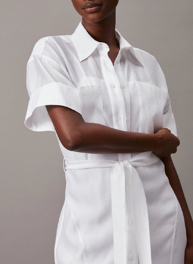 CALVIN KLEIN Sheer Lyocell Shirt Dress - Image 3