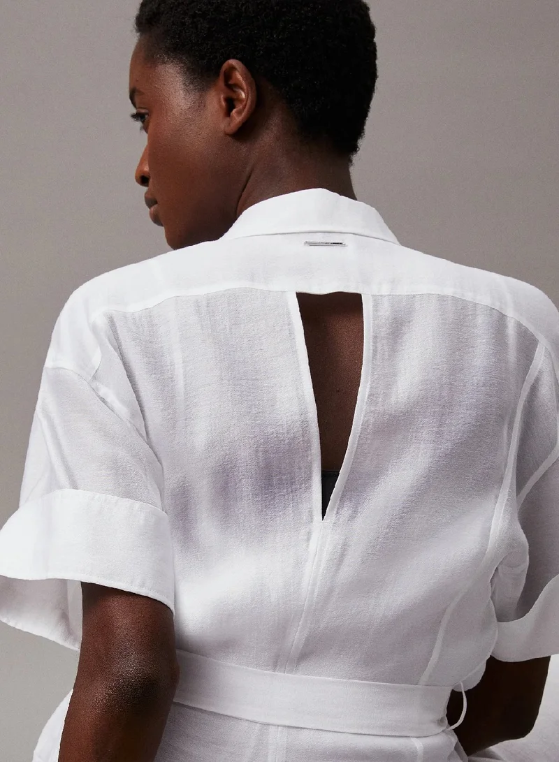 CALVIN KLEIN Sheer Lyocell Shirt Dress