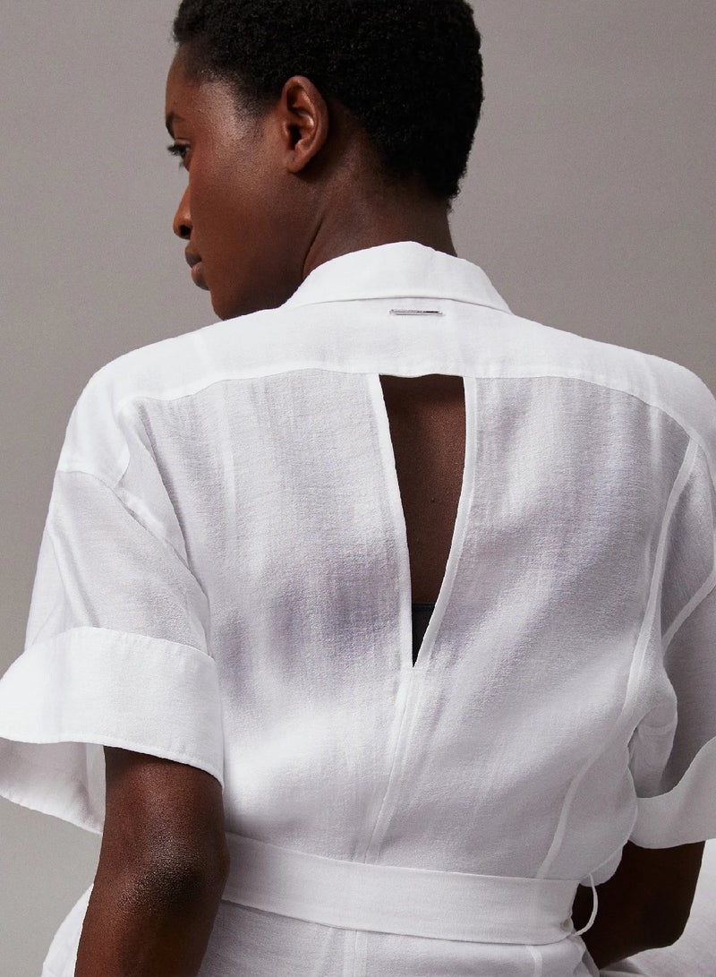 CALVIN KLEIN Sheer Lyocell Shirt Dress - Image 4