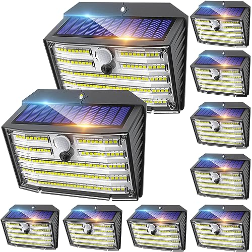 CLAONER Solar Lights Outdoor [𝟏𝟎 𝐏𝐚𝐜𝐤/126 LED], Wireless Motion Sensor Lights, IP65 Waterproof Security Lights 3 Modes, 270° Lighting Angle, Ultra-Bright Wall Lights for Deck Patio Fence Garage - Image 1