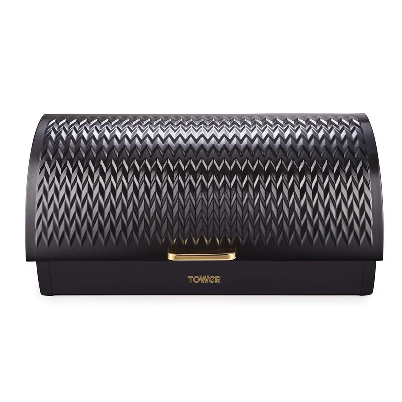 صندوق خبز برج T826090BLK إمباير بغطاء متدحرج من الفولاذ المقاوم للصدأ باللون الأسود والنحاسي مقاس واحد