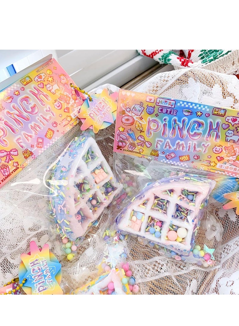 KRRFDP Taba Cat Squishy Squeeze Toys, Pinch Family Squishy Toys, 40 Styles Available, Cute Soft Cat Paws Squishy Toys Squishy Hamster, Kawaii Fidget Toys Squishy for Adults Kids (Round Waffle Violet) - Image 2