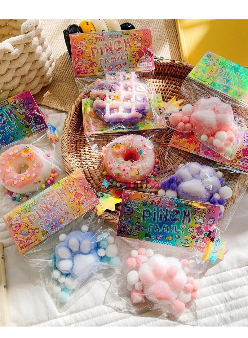 KRRFDP Taba Cat Squishy Squeeze Toys, Pinch Family Squishy Toys, 40 Styles Available, Cute Soft Cat Paws Squishy Toys Squishy Hamster, Kawaii Fidget Toys Squishy for Adults Kids (Round Waffle Violet) - Image 4