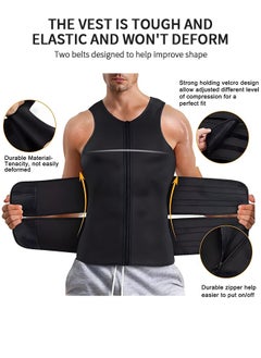 GROIC Men's Waist Trainer Sauna Vest Weight Loss Body Shaper Sweat Vest for Men with Double Belt and Zipper, Corset Plus Size XL  - Image 3