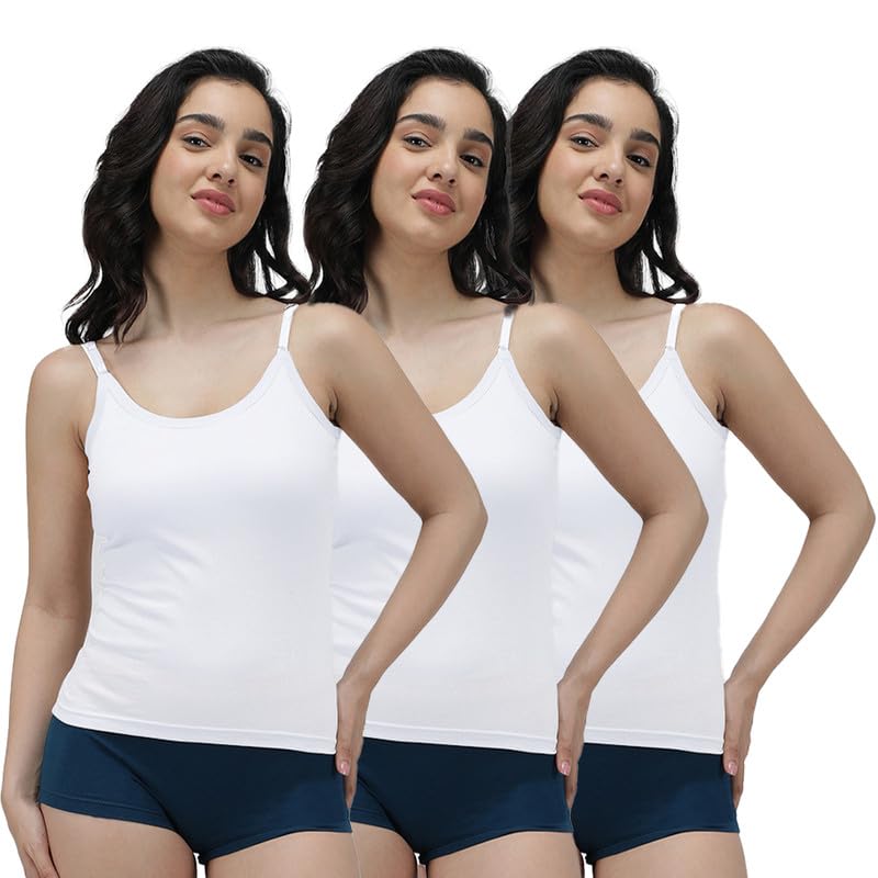 Amul Comfy Adjustable Slips (L.Col)| White | Pack of 3|Combo. - Image 1