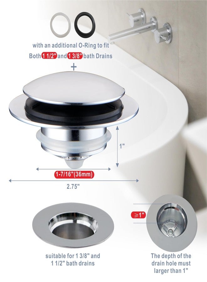 HIDROP Chrome Plated Universal Tub Dain Stopper, Hidrop Pop Up Bath Drain Tip Toe Bathtub Drain Stopper,Conversion Kit Assembly, Replaces Lift and Turn, Tip-Toe and Trip Lever drains for Tub, EZ Install - Image 2