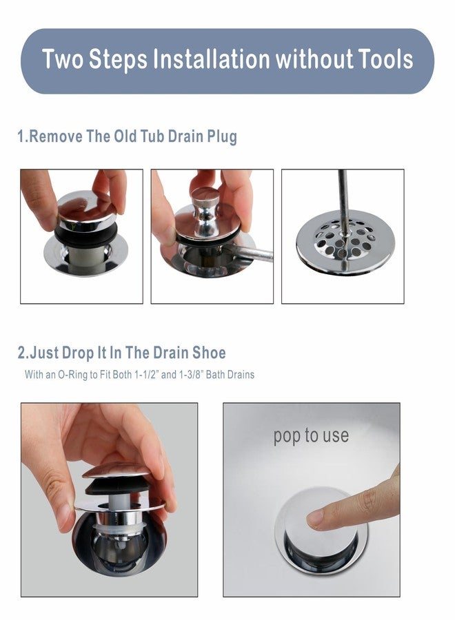 HIDROP Chrome Plated Universal Tub Dain Stopper, Hidrop Pop Up Bath Drain Tip Toe Bathtub Drain Stopper,Conversion Kit Assembly, Replaces Lift and Turn, Tip-Toe and Trip Lever drains for Tub, EZ Install - Image 4