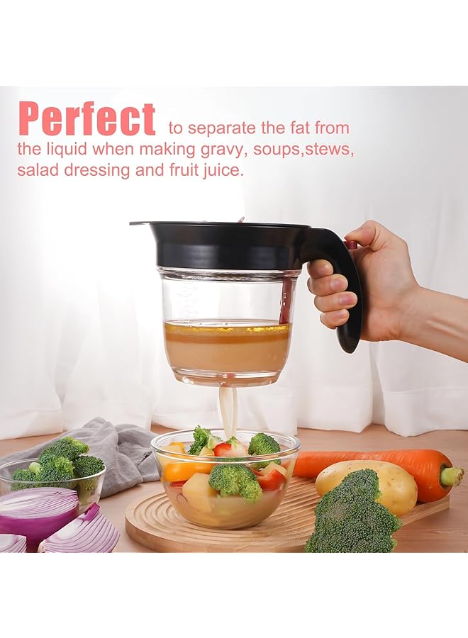 كاست ويف فاصل دهون مع قاعدة تحرير، فاصل مرق سعة 4 أكواب للطهي مع مصفاة زيت، أدوات مطبخ، فاصل دهون، فاصل زيت، فاصل دهون مع مصفاة، فاصل مرق ودهون - Image 3
