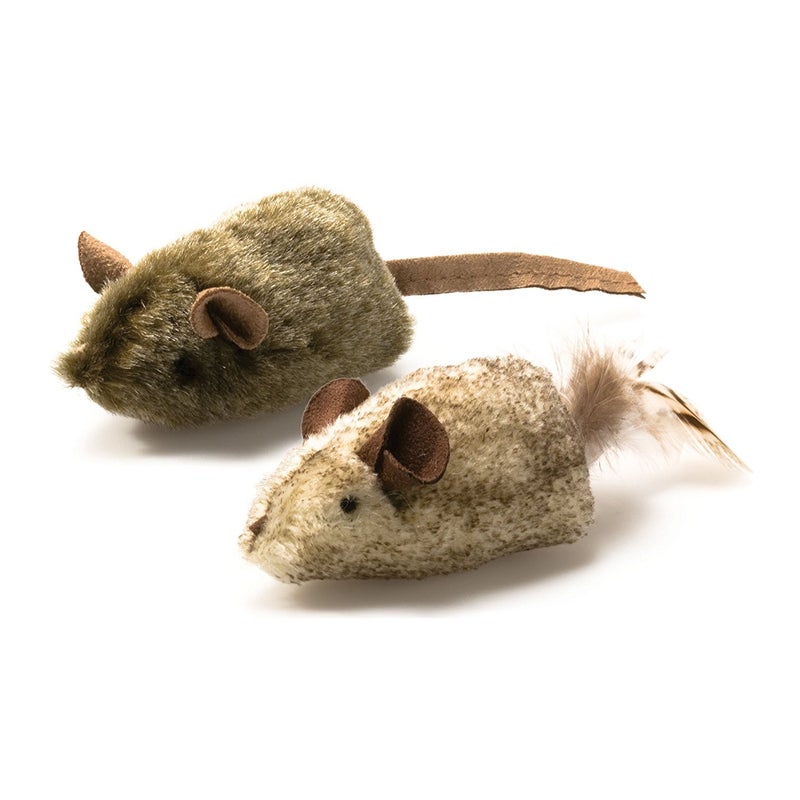 Our Pets OurPet's Play-N-Squeak Twice the Mice Cat Toy, 2pc (Interactive Catnip Toy, Real Mouse Electronic Sound) - Image 1