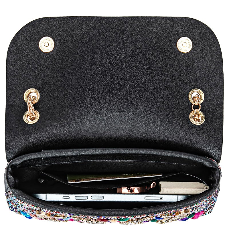 BBTT.ful Flower Evening Handbags Chain Strap Square Shoulder Bag Crossbody Bag Crystals Rhinestone Clutch Purse (colorful) - Image 4