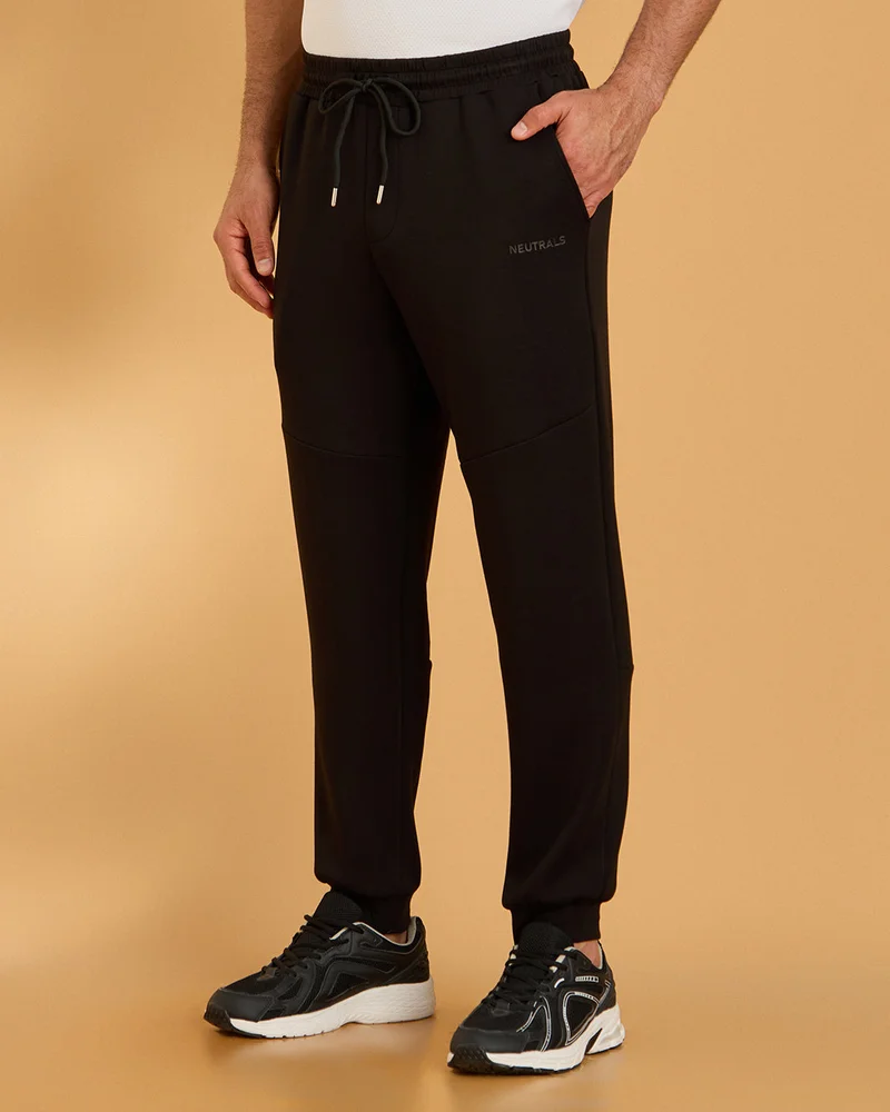 REDTAG Men Black Modal Lounge Jog Pants