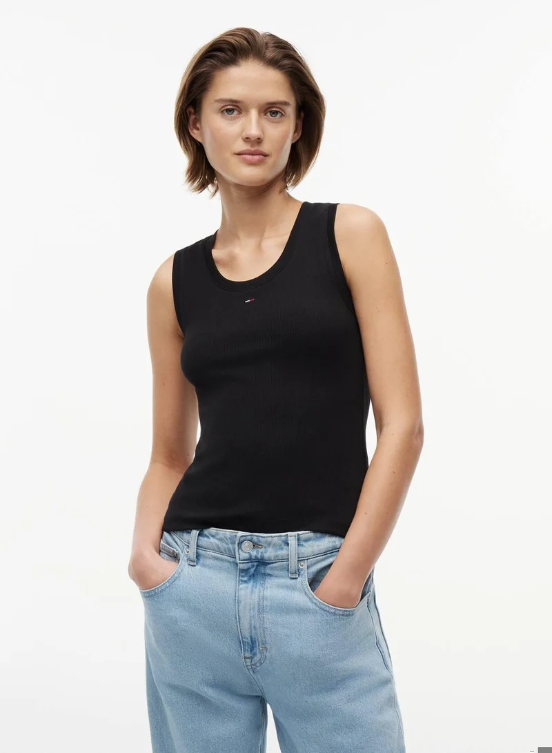 Ribbed Scoop Neck Slim Tank Top