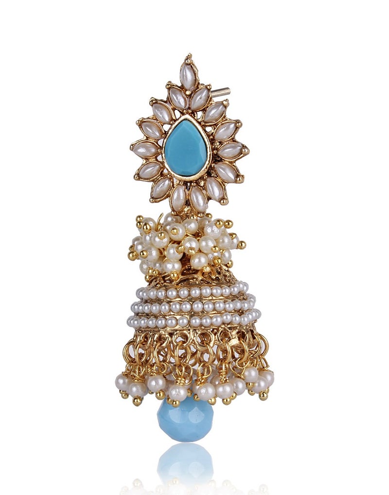 Shining Diva White Pearl Stylish Fancy Traditional Jhumki For Women - Image 2