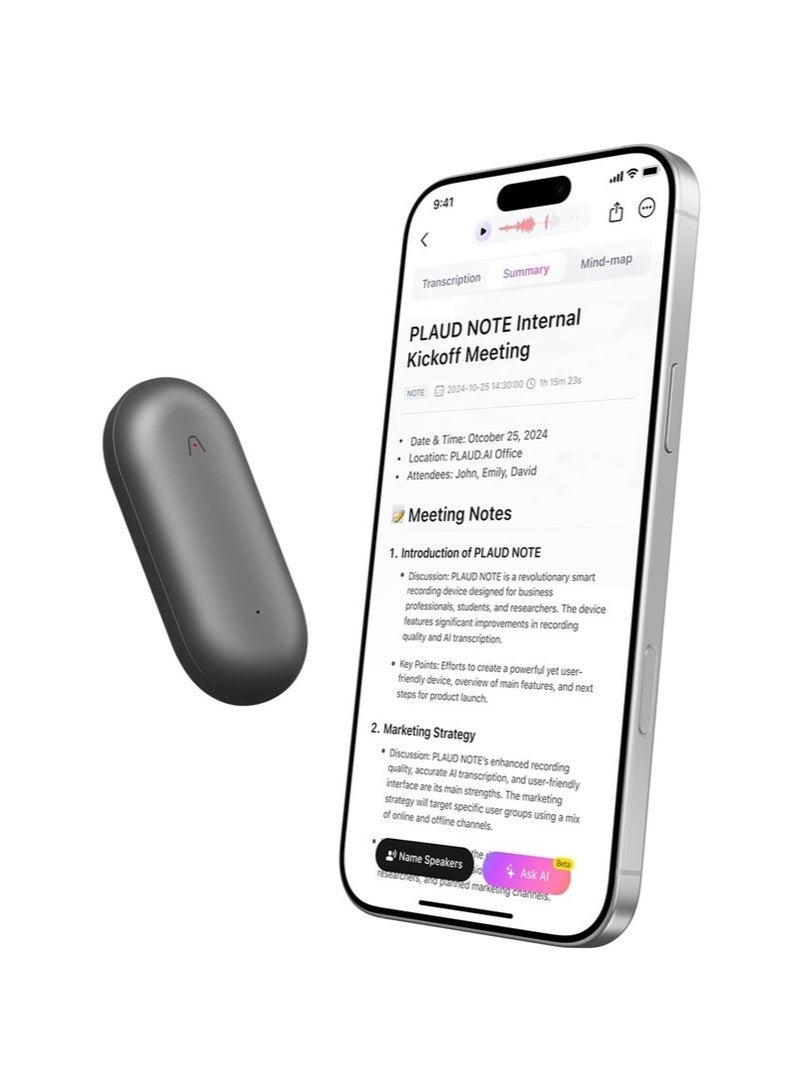 بلود مسجل الصوت القابل للارتداء Plaud NotePin، مع التحكم في التطبيقات والنسخ والتلخيص، مدعوم بتقنية ChatGPT (للجهاز فقط)  - Image 1