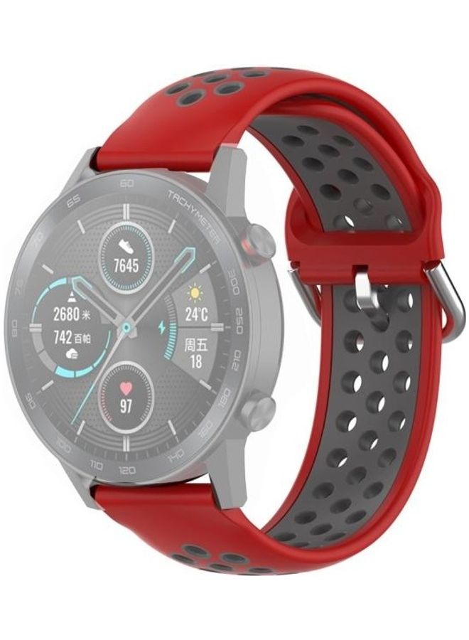 NIBEMINENT Two Color Sport Wrist Strap Watchband For Huawei Honor Magic Watch 2 Red/Grey - Image 1