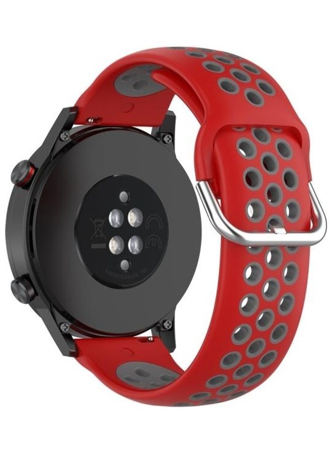 NIBEMINENT Two Color Sport Wrist Strap Watchband For Huawei Honor Magic Watch 2 Red/Grey - Image 2