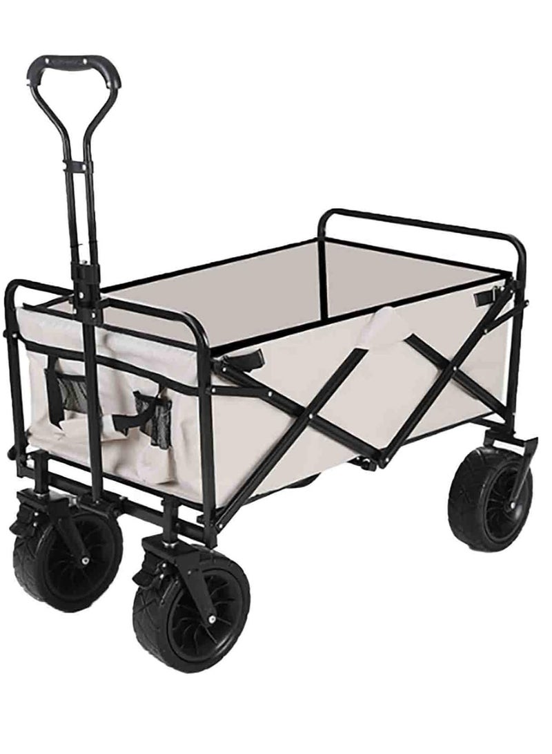 Portable Folding All-Terrain Utility Wagon – Heavy Duty Beach, Camping & Garden Cart with Telescopic Adjustable Handle, 360º Rotating Rubber Wheels, and 100KG Load Capacity – Durable & Compact Outdoor Trolley - Image 1