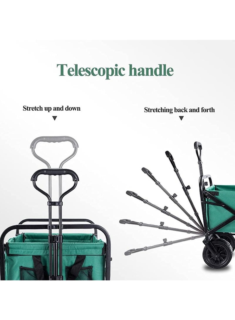 Portable Folding All-Terrain Utility Wagon – Heavy Duty Beach, Camping & Garden Cart with Telescopic Adjustable Handle, 360º Rotating Rubber Wheels, and 100KG Load Capacity – Durable & Compact Outdoor Trolley - Image 4