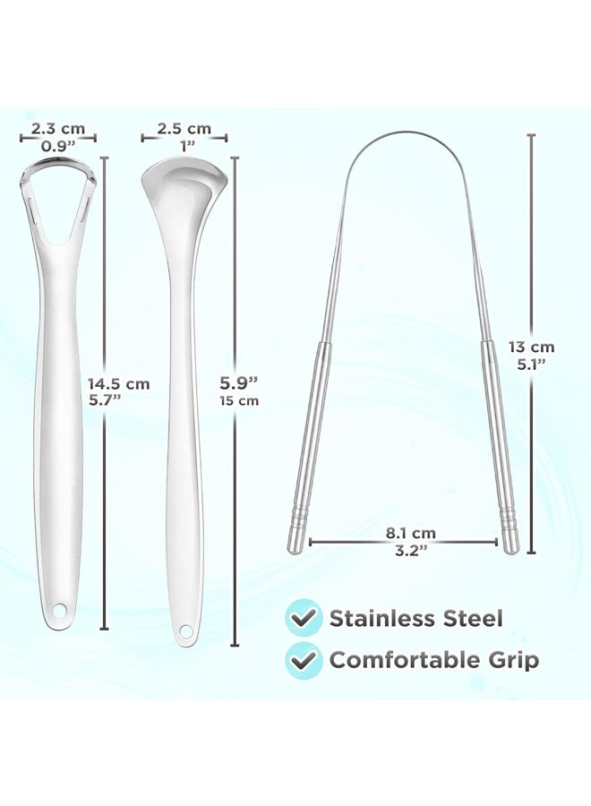 ACECOAT Tongue Scraper for Adults - 3 Pcs Metal Tongue Cleaner with Storage Case - Tough Stainless Steel Mouth Scrubber for Fresh Breath & Oral Hygiene - Image 5