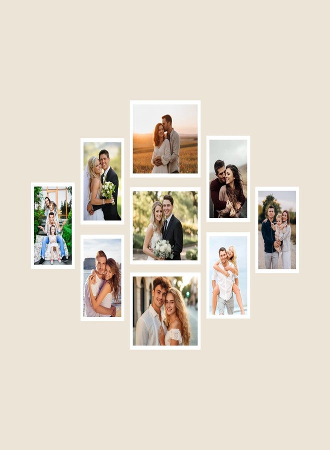 Dwella Shooting Star 3D Photo Frame Collage Set of 9 for Wall Decor, White Wooden Picture Frames Timeline Layout, Modern Gallery Wall Frame Set for Living Room, Bedroom & Home, Large Family Photo Display Wall Hanging Decor - Image 2