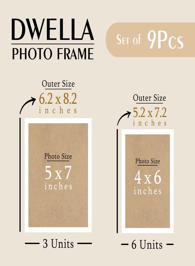 Dwella Shooting Star 3D Photo Frame Collage Set of 9 for Wall Decor, White Wooden Picture Frames Timeline Layout, Modern Gallery Wall Frame Set for Living Room, Bedroom & Home, Large Family Photo Display Wall Hanging Decor - Image 4