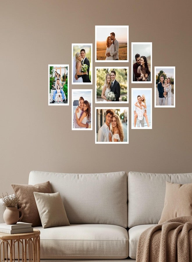 Dwella Shooting Star 3D Photo Frame Collage Set of 9 for Wall Decor, White Wooden Picture Frames Timeline Layout, Modern Gallery Wall Frame Set for Living Room, Bedroom & Home, Large Family Photo Display Wall Hanging Decor - Image 1