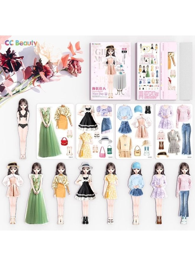 Loquat Beautiful Princess Dress Up Magnetic Puzzle Magnet Magnetic Sticker Book Doll Girls Puzzle Game Toy Children-Color:☆ ☆ ☆ Magnetic Repeated Stickers-national Style Clothing-22-piece Set ☆ ☆ ☆  - Image 4