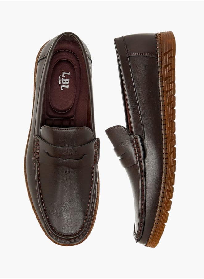 LBL by Shoexpress Men's Textured Slip-On Loafers with Cutout Detail  - Image 1