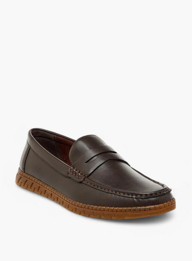 ال بي ال من شو اكسبرس Textured Slip-On Moccasins With Cutout Detail