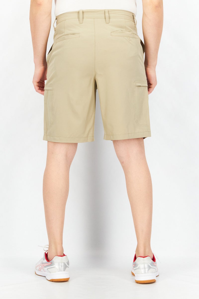 Chaps Men Plain Basic Shorts, Khaki Brown - Image 3