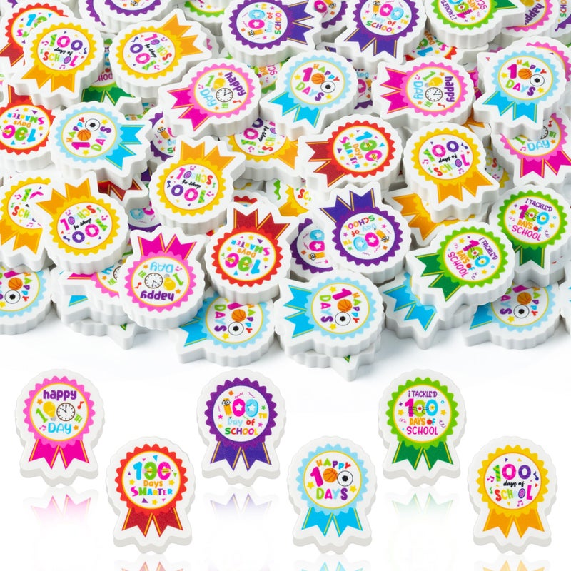 CJiangpo 60Pcs 100th Day of School Mini Erasers for Kids Bulk Cute Cartoon Medal Pencil Rubber Eraser Novelty 3D Desk Puzzle 100th Day Party Favors Filler School Classroom Prizes Gifts - Image 3