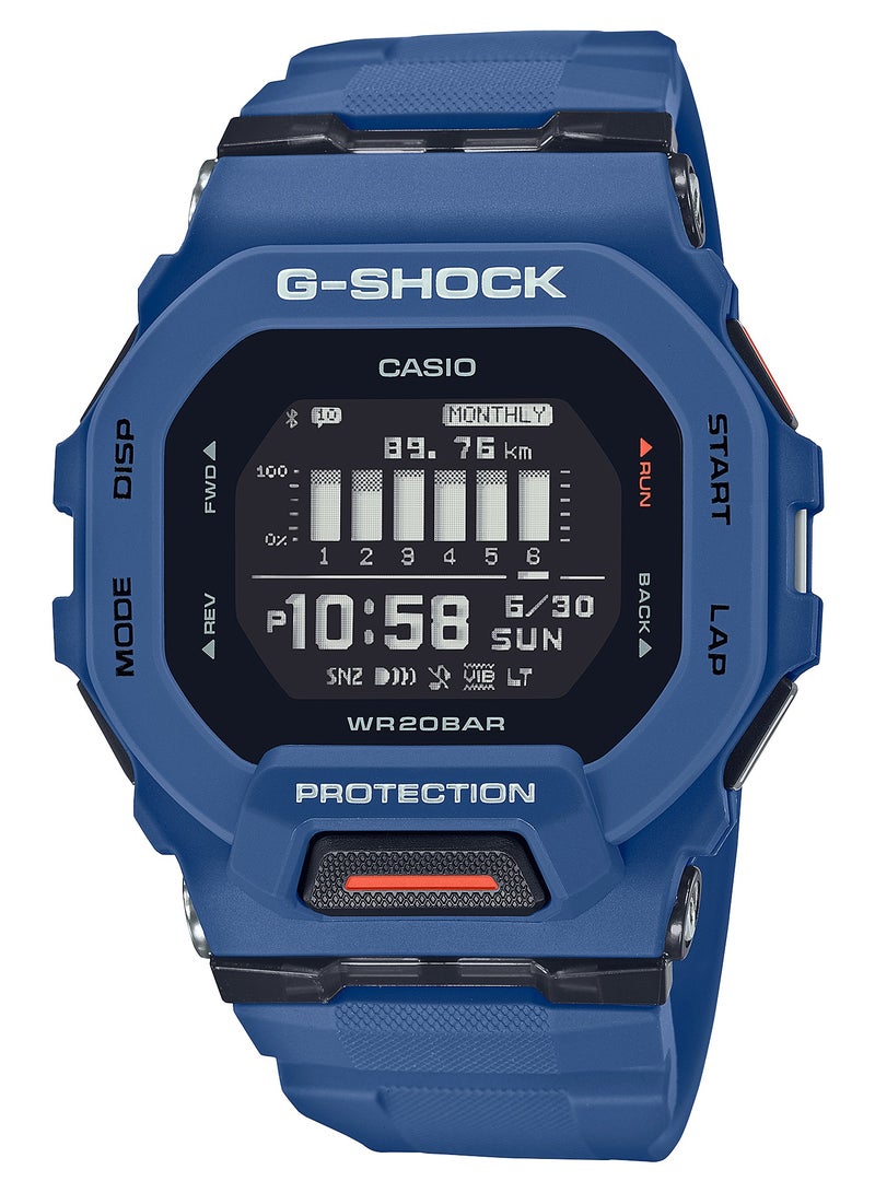 G-SHOCK ساعة يد للرجال G-Shock GBD200-2D بقرص رقمي وحزام من الراتنج الأزرق - Image 1
