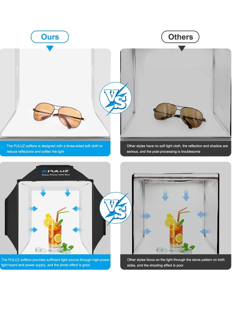 PULUZ خيمة تصوير استوديو قابلة للطي PULUZ 40 سم 72 واط 5500 ك مع 4 ألوان (أسود، برتقالي، أبيض، أخضر) خلفيات مجموعة إضاءة تصوير - Image 4