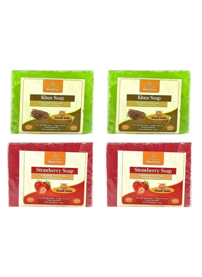 Khadi Pure Khus & Strawberry Soap, 125 Ml (Pack Of 4)  - Image 1