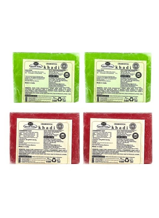 Khadi Pure Khus & Strawberry Soap, 125 Ml (Pack Of 4)  - Image 2
