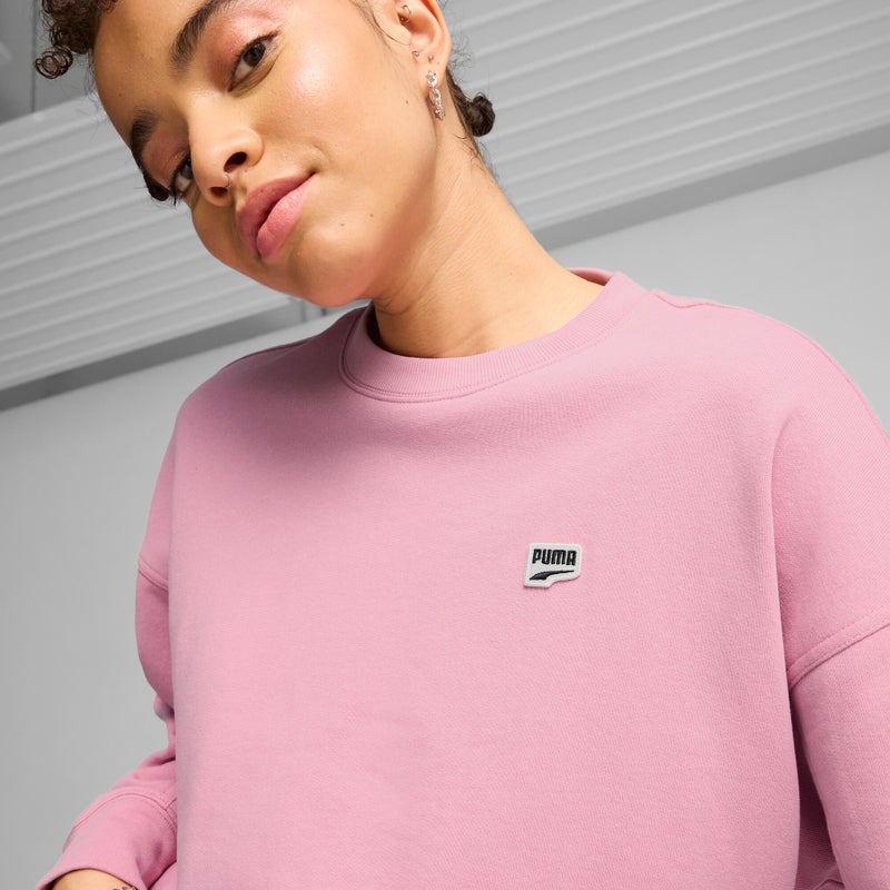 PUMA DOWNTOWN RE:COLLECTION Womens Pink Crew Top Sweatshirt - Image 2