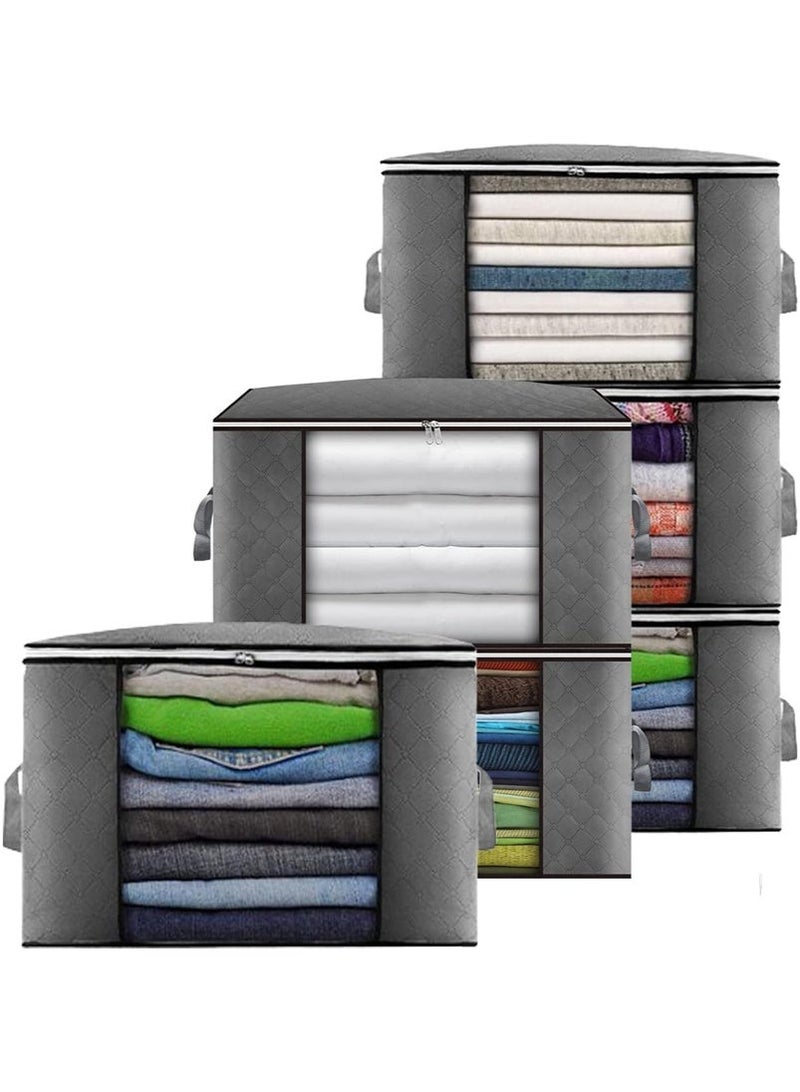 GZYIZHOU 90L Clothes Storage Bags, 6 Pack Large Capacity Clothes Storage Boxes with Lid & Zips for Comforters, Blankets, Bedding - Image 1
