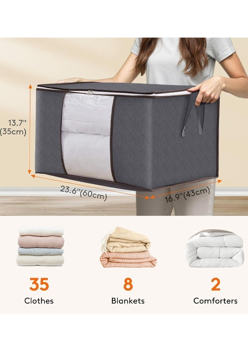GZYIZHOU 90L Clothes Storage Bags, 6 Pack Large Capacity Clothes Storage Boxes with Lid & Zips for Comforters, Blankets, Bedding - Image 4