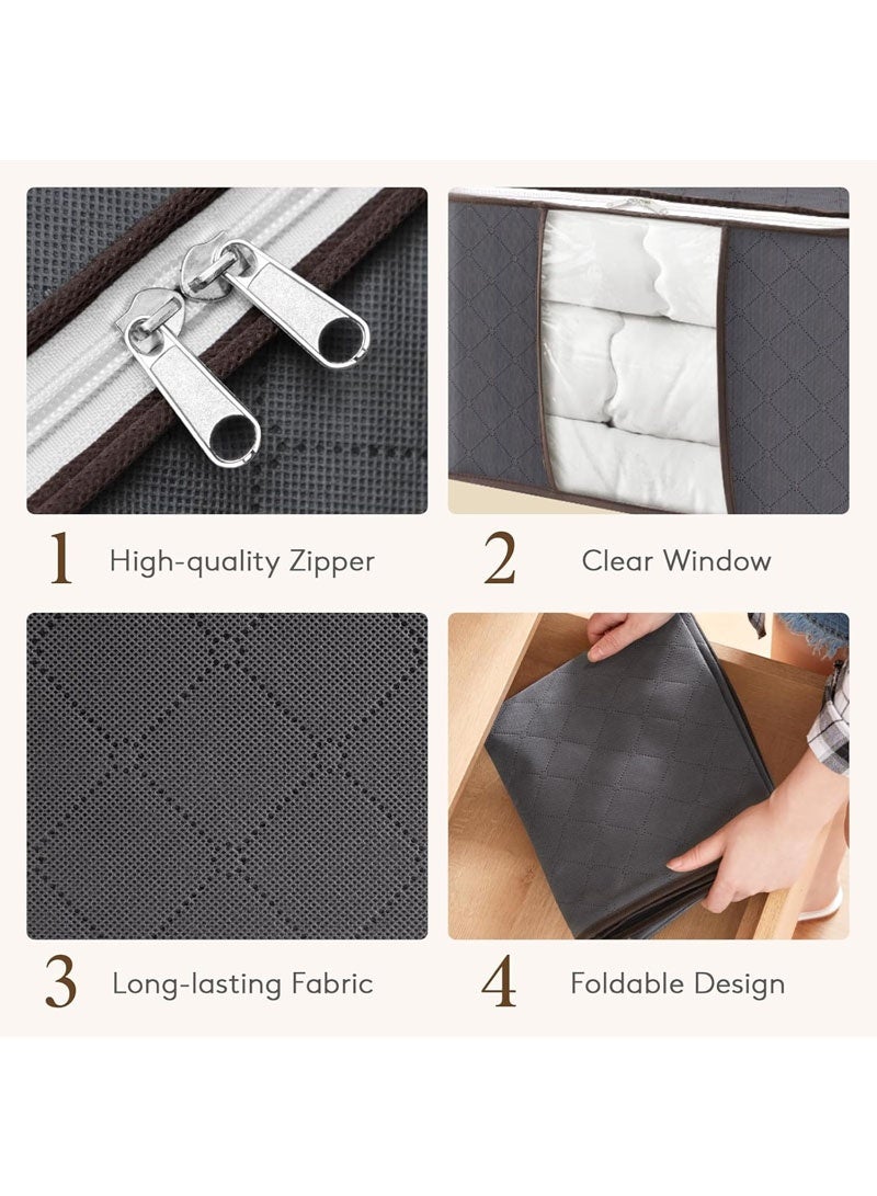 GZYIZHOU 90L Clothes Storage Bags, 6 Pack Large Capacity Clothes Storage Boxes with Lid & Zips for Comforters, Blankets, Bedding - Image 5