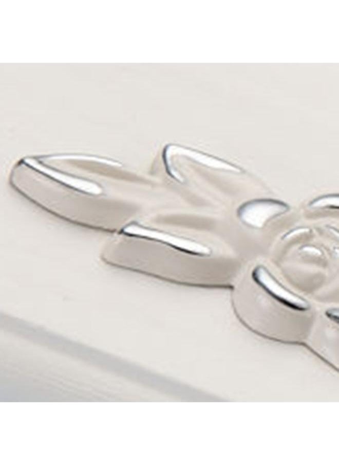 Thoraya Euro Rose Cabinet Knobs Vintage Exquisite 3D Zinc Alloy Flower Drawer Pull Handles for Kitchen Bedroom and Bathroom Leaf Ivory with Silver Trim M  - Image 5