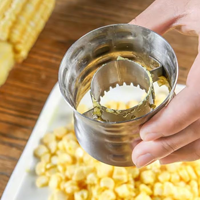 MVM Enterprise Corn Cutter Unbreakable Corn Cob Stripping Kernels Remover Stainless Steel Blades and Hand Protector Mini Circular Shaving Thresher Kitchen Gadgets - Image 5