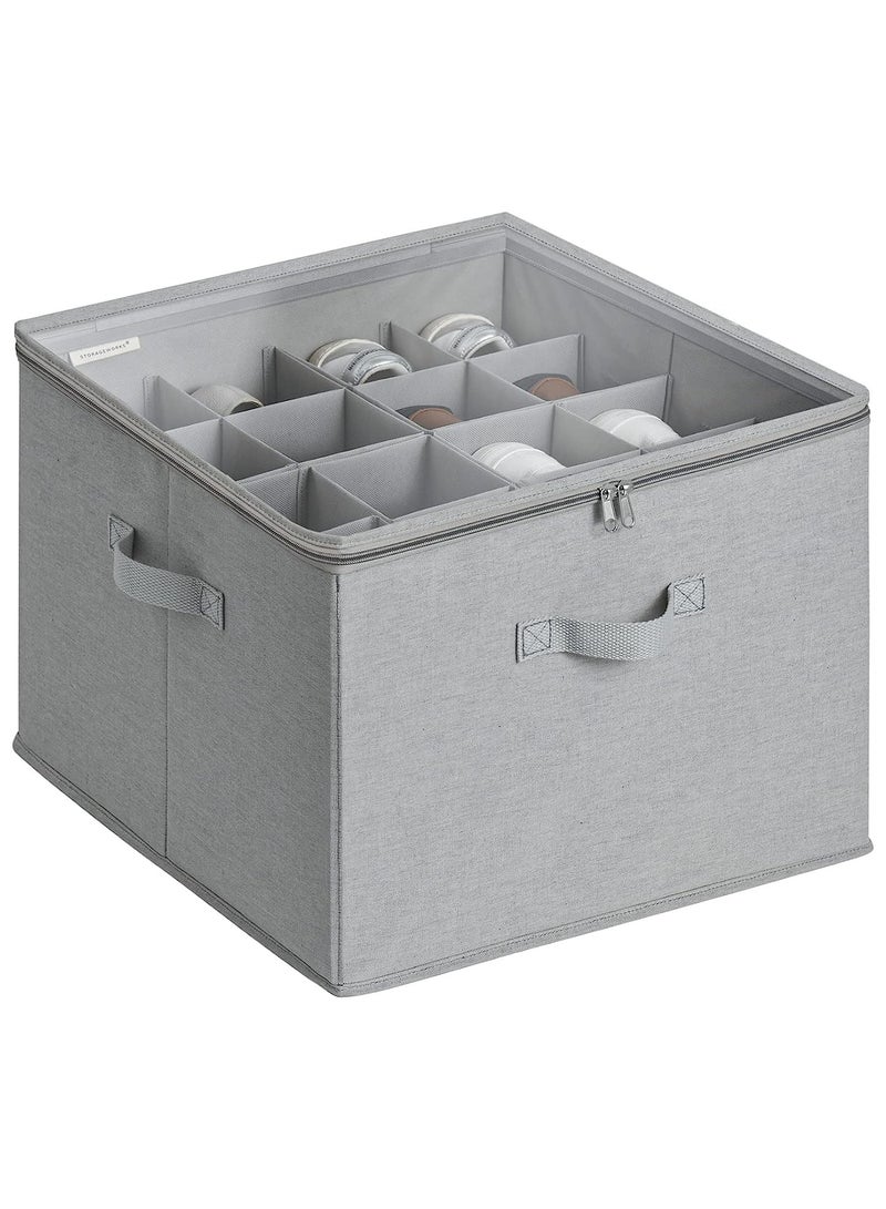 Antole ANTOLE Shoe Storage Organizer for Closet,Stackable Shoe Storage Box for Entryway,Clear Foldable Shoe Storage Bins w/Bottom Support, Space Saving Shoes Holder w/Reinforced Handles, Gray (Grey) 