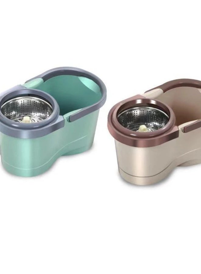 طقم مساحة أرضيات بجردل بعجلة عصر دوّارة من الستانلس - Image 2