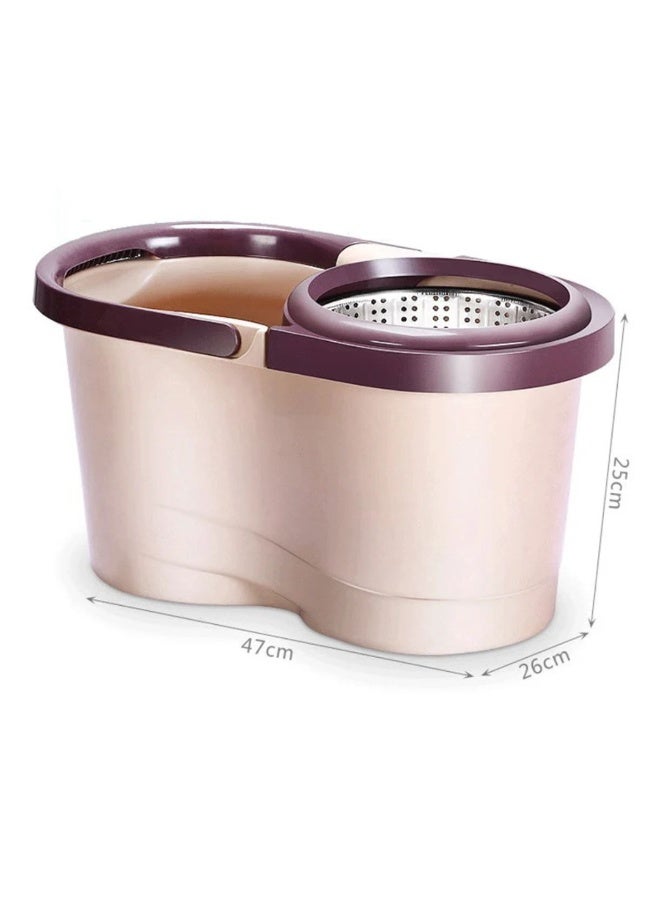 طقم مساحة أرضيات بجردل بعجلة عصر دوّارة من الستانلس - Image 3