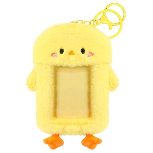 NEWEST Chicken Plush Kpop Photocard Holder with Keychain, Cute Chick ID Badge Holder Protector, Soft 3 Inch Cartoon Animal Photo Case Sleeves Stationery for Idol ID Card Student Worker Bag Charm - Image 1