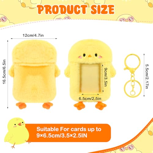 NEWEST Chicken Plush Kpop Photocard Holder with Keychain, Cute Chick ID Badge Holder Protector, Soft 3 Inch Cartoon Animal Photo Case Sleeves Stationery for Idol ID Card Student Worker Bag Charm - Image 2