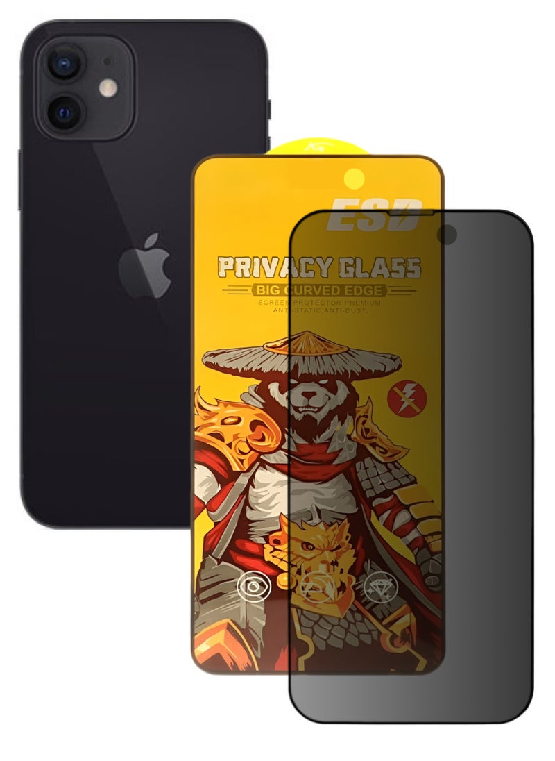 ESD Tempered Dustproof Privacy Glass Screen Protector Compatible For iPhone 12 - Image 1